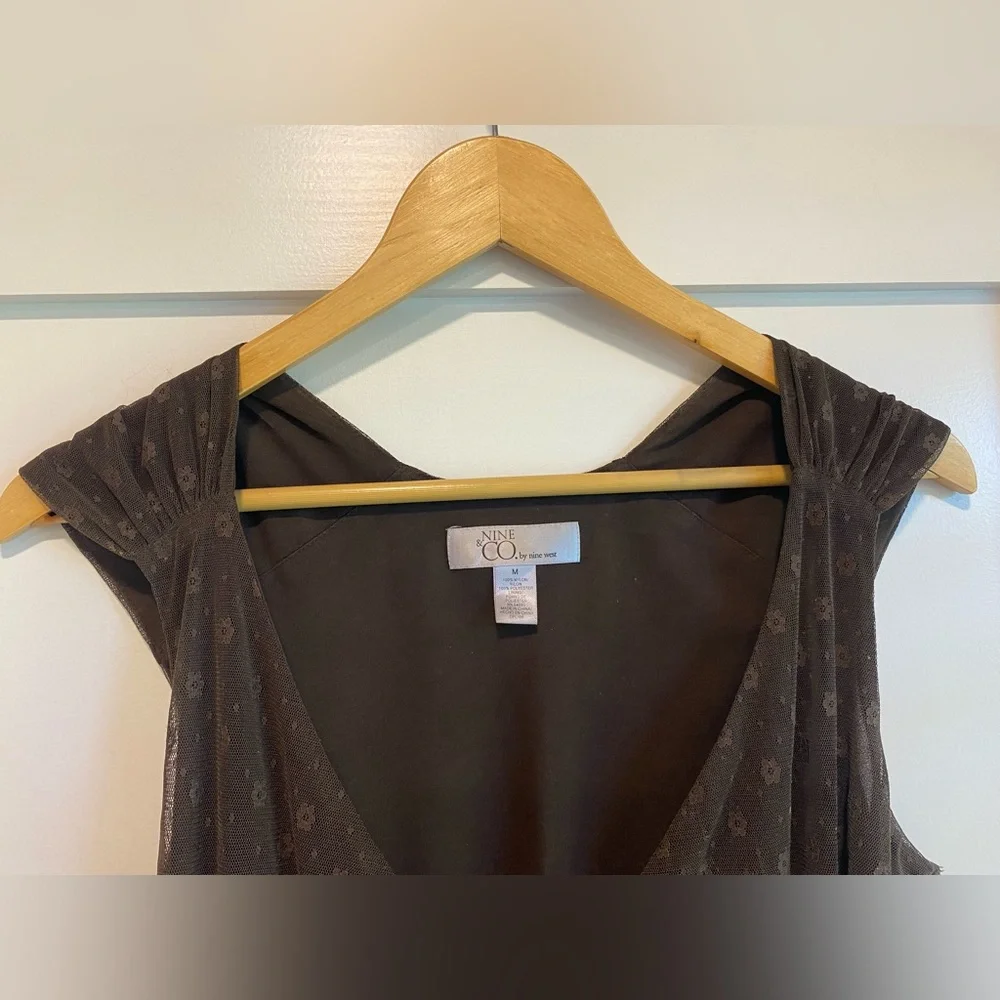 Nine West Dark Brown Sleeveless Blouse - Picture 3 of 7